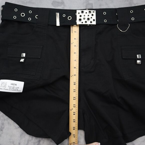 Casual Short Womens 3X Black Classic Cargo Pockets Belted Button Zip Bottoms - Picture 4 of 14